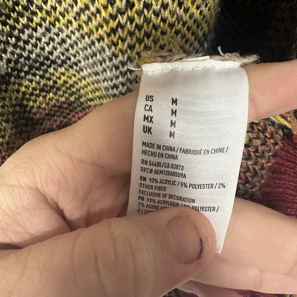 American Eagle Women’s Medium Aztec Tribal Sweater Vest Fringe Open Front - Picture 9 of 12